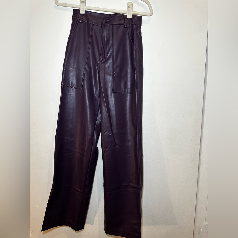 Zara purple faux leather pants